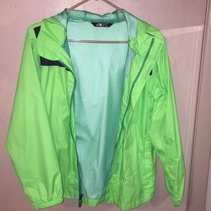 Green rain coat